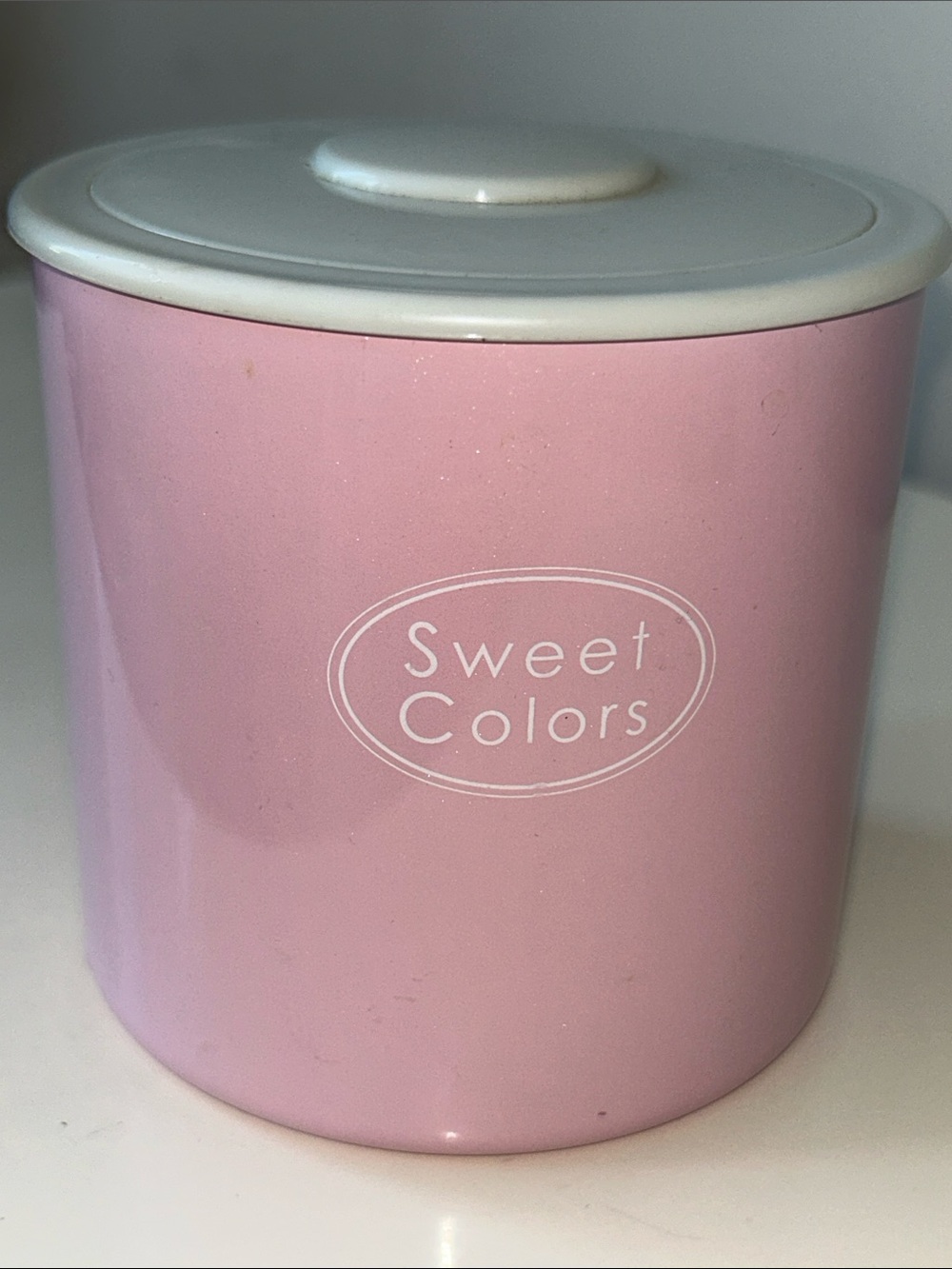 Pink Ceramic Storage Canister with White Lid - Sugar Holder